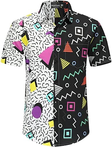 NOSIRHOC 80-ove majice za muškarce 80-ih majica 90-ih majica Retro casual majica na majici Havajska majica Disco majica na plaži