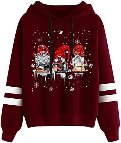Zemub božićna hoodie za ženske duksere-Xmas Slatka goblin tiska za ispis Slim-Fit s dugih rukava za bluze na otvorenom