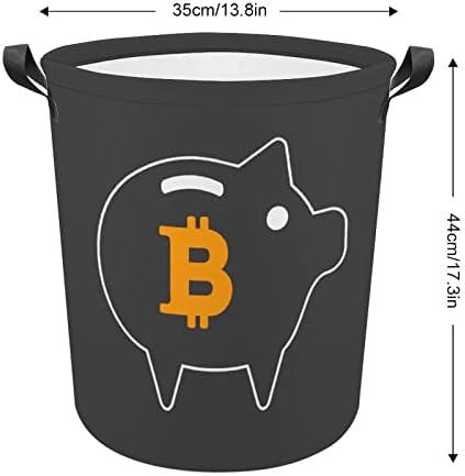 Piggy Bitcoin štampane korpe za veš sa ručkama vodootporne sklopive okrugle korpe za odeću Organizator za skladištenje torbi