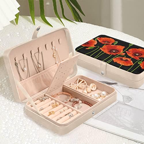 innewgogo Crveni makovi mala kutija za nakit PU kožni Organizator nakita putna torbica za čuvanje nakita za žene