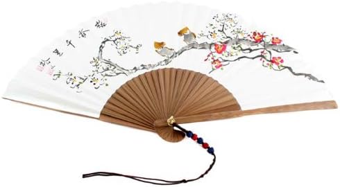 Ručno oslikano preklopom crveno i bijelo korejsko cvijeće šljive malberry riže bijeli papir bambuo art ručni ukrasni ventilator