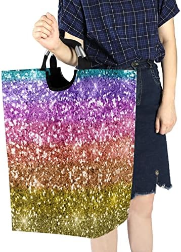 Rainbow Glitter korpa za pranje rublja Sklopiva velika odjeća zamršečnica za odlaganje vrtića s drškom za djecu Sobu spavaća soba