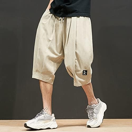 Ubst muške hlače od kaprij pantalone baggy harem hlače elastična struka navlaka široke noge hlače za staze opuštene fit 3/4 hlače