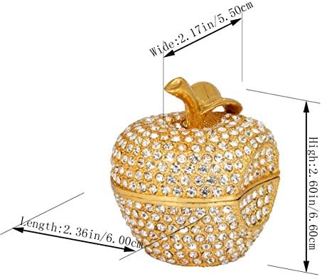 QIFU-ručno obojena emajlirana zlatna jabuka dijamant dekorativna kutija za nakit sa šarkama jedinstveni poklon za Kućni dekor