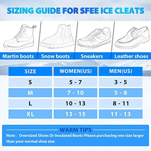 Sfee Cleats za čizme cipele, snježni hvataljke za ledene i snježne gumene vučne štikle za hodanje po snijegu i ledu 10 čeličnih dijelova