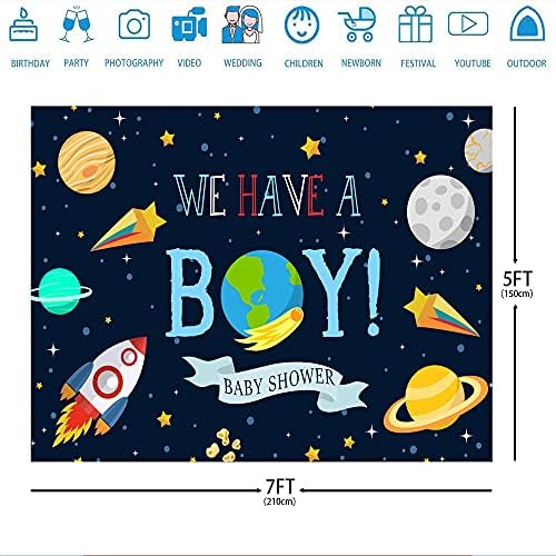 Ticuenicoa 7x5ft imamo dječačku pozadinu za Baby Shower svemir raketa Astronaut tema Babyshower pozadina noćnog neba viseće zvijezde