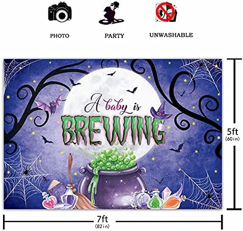 Funnytree 7x5ft Halloween Baby Shower Party pozadina Witch Magic tema beba sprema Akvarelnu fotografiju pozadina za djecu torta stol