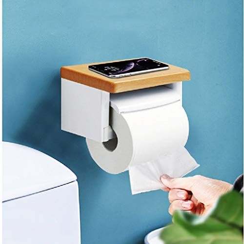 SCDZS drveni držač toaletnog papira-zidni stalak za rolne maramice sa drvenom policom za odlaganje modernog uređenja kuhinje i kupatila
