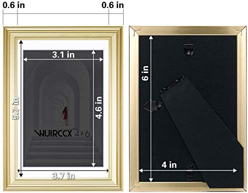 Wuirccx 4x6 Okviri za slike u zlatnoj sa HD Real Staklom i 3,5x5 prostirki, zidnim i tablicama, viseći hardver uključen