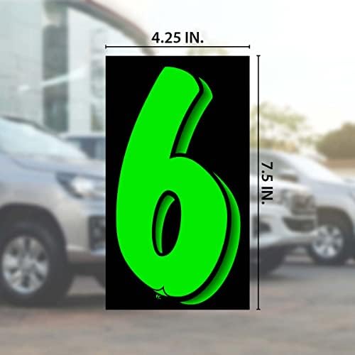 Versa-Tags 7.5 Crno / zeleni vinilni broj za vinil 11 desetak set cijene vjetrobranskog stakla i 1 pakovanje svakog vlasnika i mjesečno