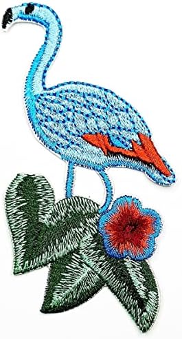 Kleenplus plavi Flamingo i cvijeće zakrpe naljepnica Umjetnost crtani stripovi Patch znak simbol kostim majice jakne farmerke šeširi