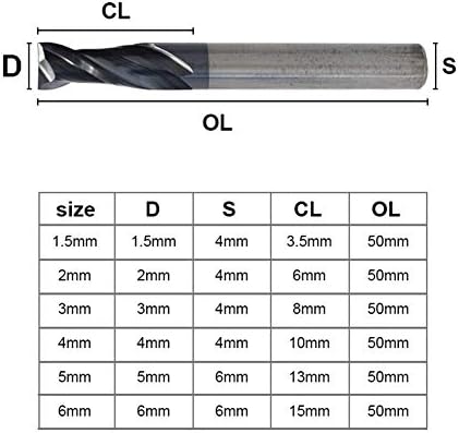 Xmeifei dijelovi set burgija 2 Komplet za mlin za flautu HRC 45 Bit za ruter 6 kom Tungsten Carbide glodalica 1,5-6 mm za graviranje