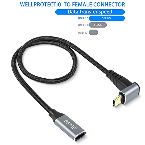 Gelrhonr 1M ekstenzivni kabel, 90 stupnjeva 10Gbps PD 100W USB3.1 Gen2 muški do ženskog punjenja kabela, gore dolje tip-c produljev