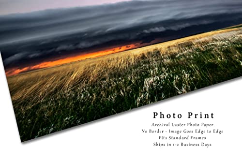 Storm Photography Print slika oluje i udara groma nad prerijom u proljeće večeri u Kanzasu Weather Wall Art dekor prirode 4x6 do 30x45