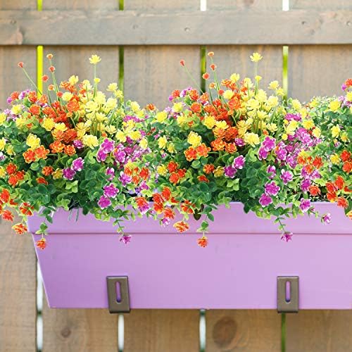 12 paketa umjetno cvijeće na otvorenom, uv otporne na umjetno umjetne postrojenja grmlje plastične cvijeće za viseće platform prozora