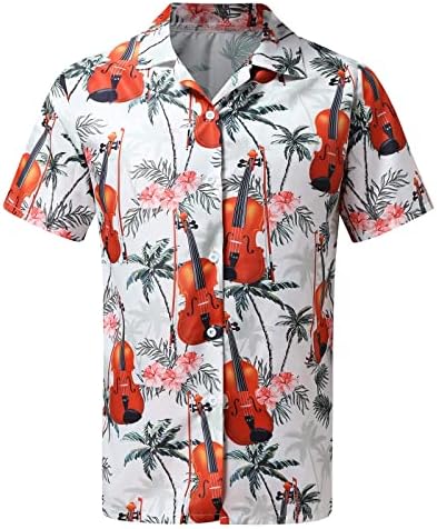 Ljetne majice u proho za mens, tipku s kratkim rukavima niz havajske majice na plaži na plaži, casual party dizajnerskih majica