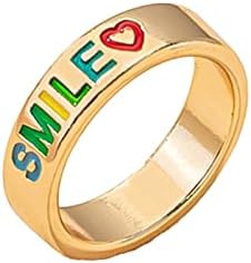 Jednostavni prstenovi za žene šareni prsten za kapanje ulja za pismo ljubavni prsten ženski Retro običan prsten poklon za prijatelje