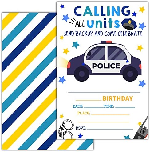 Pozivi za rođendan za dječake, policijske tematske pozivnice za rođendan, policajci, policajci, pozivnice za rođendan, pozivajući