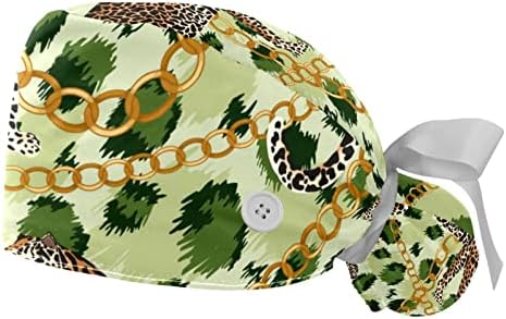 2 Pakirajte radne kape sa duksevima za žene, tri leopard zlatna lanac zeleni tigar kože kože