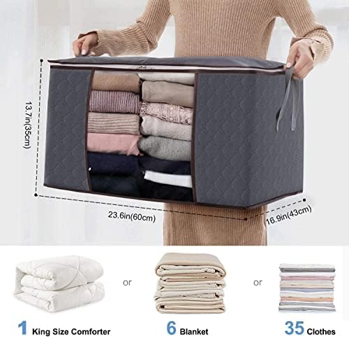 Caja de almacenamiento de ropa Organizator prtljaga velikog kapaciteta od ojačane ručke debele tkanine za udobne deke, posteljinu, sklopivi sa čvrstim patentnim zatvaračem, jasan prozor CAJA DE ALM