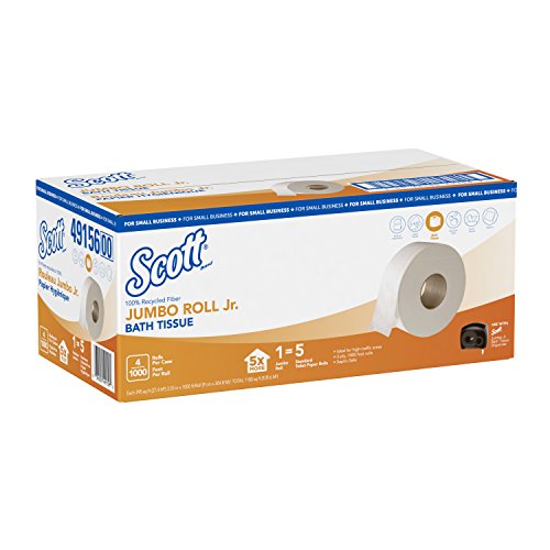 Scott 1000 Jumbo Roll JR. toaletni papir, recikliranih vlakana, 2-slojni, bijeli, 4 rolne po kutiji, 1000 ' po rolni