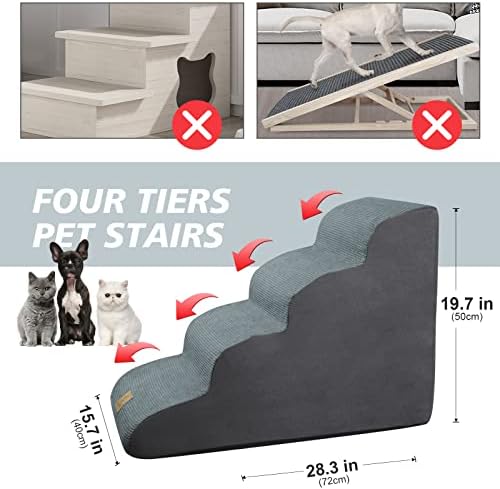 4-slojne pjenaste pseće stepenice visoke gustine,rampe za stepenice za pseće ljestve za unutrašnju sofu s visokim krevetom, do 60