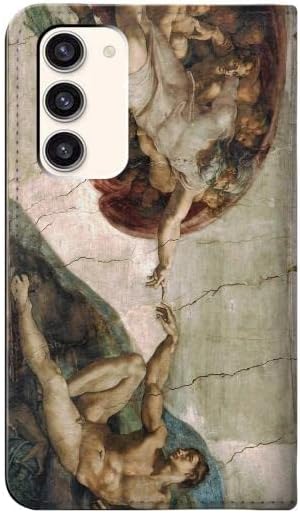 RW0179 Michelangelo stvaranje Adam PU kože Flip Case Cover za Samsung Galaxy S23 Plus