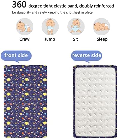 Spaserni okvirni krevetić, Standardni madrac sa krevetićem ugrađeni list meki i prozračni krevet za bebe za dječake, 28 x52, višebojni