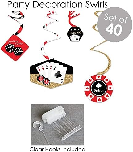 Big Dot of Happiness Las Vegas-kazino Party dekoracija Supplies Kit - Kovitlaci, osnove, i tabela Toppers Party Virtual Bundle