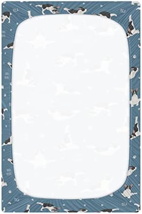 Alaza Yoga pas Ispis francuski bikovski listovi krevetića ugrađeni bassinet list za dječake Djevojke dječje dijete, mini veličina