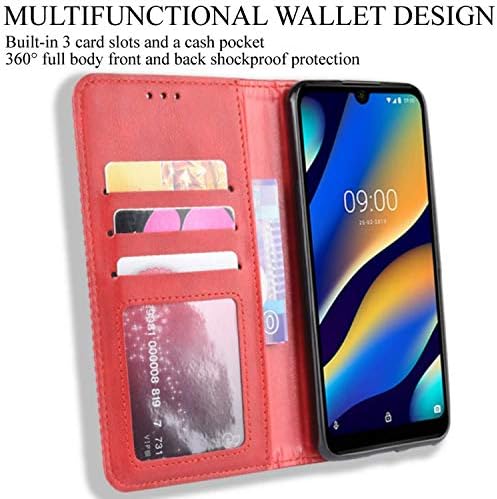 HualuBro Vivo Y15s Case, Vivo Y15a Case, Retro PU Koža Magnetic Full Body Shockproof Stand Flip Wallet Case Cover with Card Holder