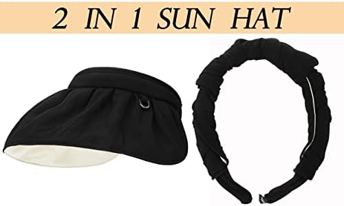 Širokim obodom sunčevi šeširi za ženske sklopive školjke na plaži sunčeva šešir 2 u 1 za glavu za sunčanje