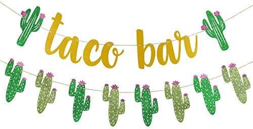 Fiesta Taco Bar Baner i Cactus Garland Banner za meksičku zabavu Baner Taco Bar ukrasi, Cinco de Mayo Dekoracije banera