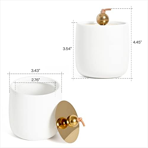 2 pakovanje keramičkog QTIP-ovog držača sa zlatnim poklopcima, bijelim apotekama za kupatilo Organizator ispraznosti - kupatilo kanister