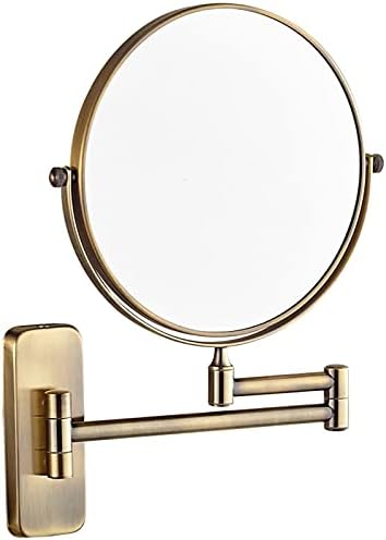 GRUNI zidno ogledalo za šminkanje, 8-inčno mesingano dvostrano uvećavajuće ogledalo za brijanje, proširivo kupatilo okrugla kozmetička
