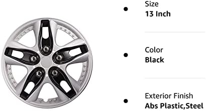 Atmomo 13 inčni crni hubcap poklopac kotača za zamjenu automobila kotač kože od 4