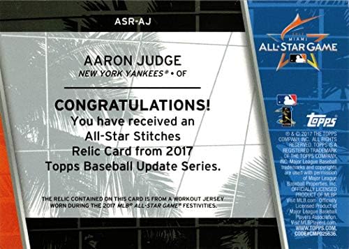 2017. Ažuriraj stavove All-Star Reliction ASR-AJ Aaron sudija Event Hearl Memorabilia bejzbol karta iz Rookie sezone