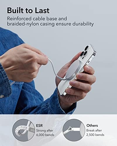 ESR Halolock mini bežični punjač, ​​magsafe-kompatibilni punjač kompatibilan sa iPhoneom 14/13/12 serije, srebrnom + ESR halolock