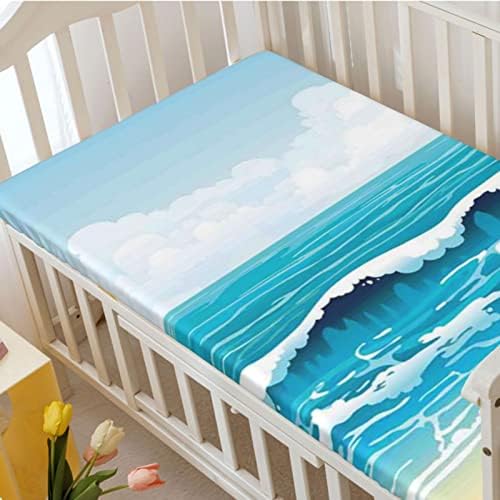 Ocean Temanski plahte, prenosivi mini krevetići listovi mekani mali toddler madrac s posteljinom - kreveti za djecu za djevojčicu