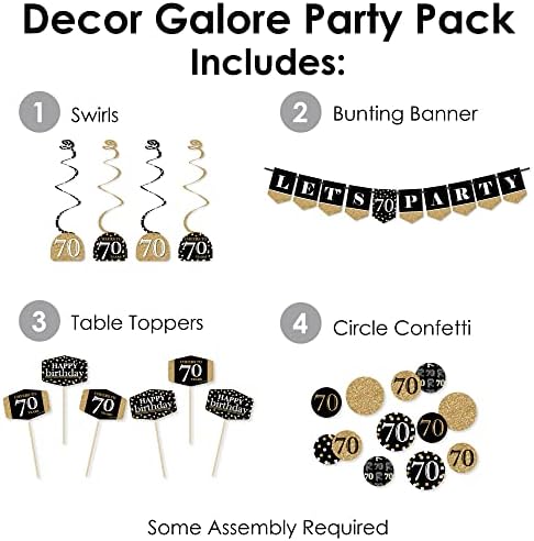 Velika tačka sreće za odrasle 70. rođendan - zlato - rođendanska zabava Dekoracija Kit - Decor Galore Pack Pack - 51 komada