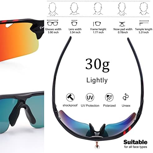 Polarizirani sportovi sunčane naočale Biciklizam Sunčane naočale za muškarce Žene sa 5 izmjenjivih lekova za trčanje za vožnju golfa