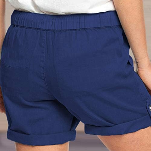 Plažne kratke hlače Žene Ženske kratke hlače za ljeto nacrtač u boji u boji Comfy Solid elastične kratke hlače Žene džep