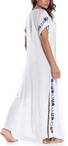 Boho cvjetna haljina sa printom za žene Casual V izrez kratke rukave Maxi haljine labave lepršave podijeljene duge haljine