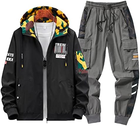 Ixyhpjp Sportska odjeća za muškarce prevelizirani trenerke Muška jakna s ulicom + hlače 2 komada Sportski odijelo muško