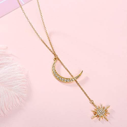 Feximzl Moda Crystal Moon & amp;Star Ogrlice Privjesci Unique Gold boja Lanac ogrlica dodatna oprema nakit za žene