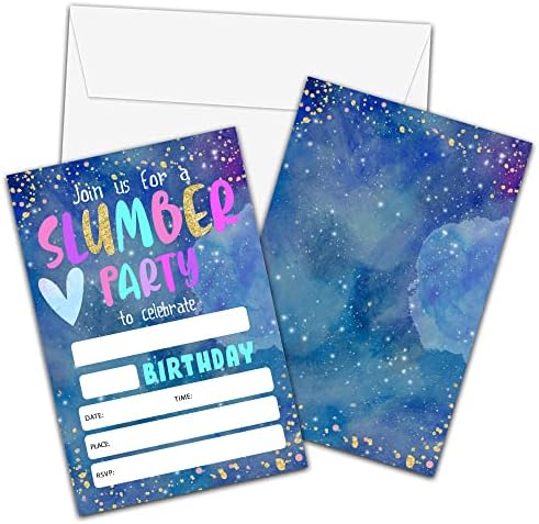 Pozivnice za rođendan sa koverte - pozivnica za rođendan za djevojčice / dječake - Pajama Party popunjavanje poziva na pozivnice -