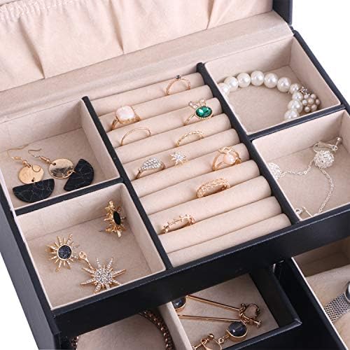 BEWISHOME kutija za organizatore nakita sa bravom kutija za odlaganje nakita za žene djevojke Držač prstena za naušnice