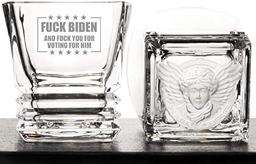 Osci-Fly Anti Biden FK Biden urezana čaša za čaše i čarape za viski-pokloni viskija za muškarce
