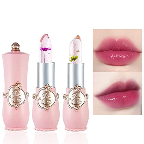 BINGBRUSH 2pcs ruž za usne koji mijenja boju, ružičasti kristalni cvjetni žele PH raspoloženje dugotrajni Labijales Lip Care hidratantni