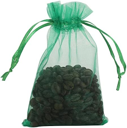 Lautechco 60kom zelene torbe od organze 2x3,male mrežaste poklon torbe sa vezicom,Sheer Wedding Party Favor torbe za slatkiše,nakit,